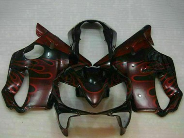 Carenados Moto Honda CBR600 F4i 2004-2007 - Negro Brillante Rojo Llama
