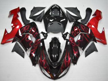 Carenado Moto Kawasaki ZX10R 2006-2007 - Negro Brillante Rojo Llama