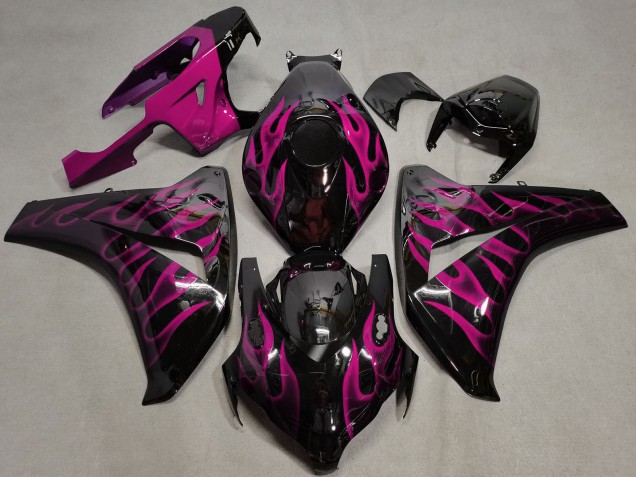 Carenados Moto Honda CBR1000RR 2008-2011 - Negro Brillante Rosa Llama