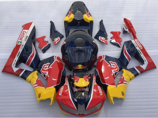 Carenados Moto Honda CBR600RR 2013-2023 - Azul Oscuro Amarillo Rojo Bull