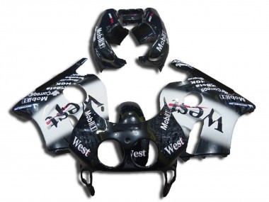 Carenados Moto Honda CBR250RR 1990-1998 - Negro Brillante Blanco West