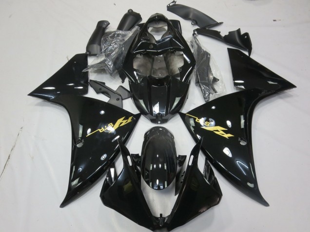 Carenados Moto Yamaha R1 2009-2011 - Negro Brillante Oro Calcomanía