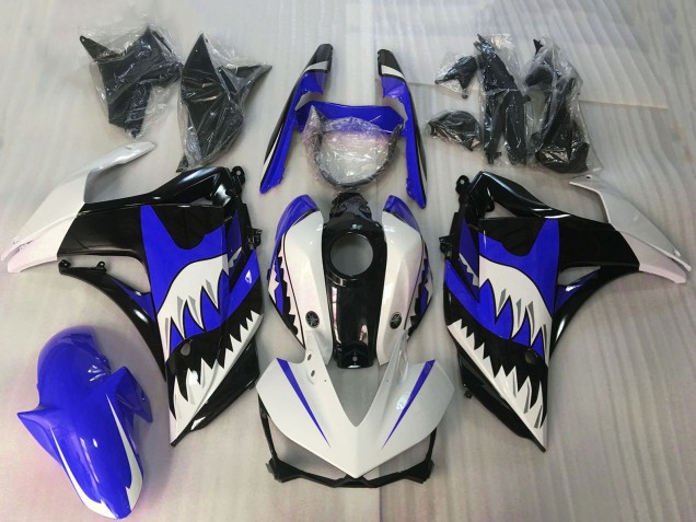 Carenados Moto Yamaha R3 2015-2018 - Blanco Azul Negro Brillante Tiburón