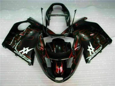 Carenado Moto ABS Honda CBR1100XX Blackbird 1996-2007 - Negro Brillante Rojo Llama