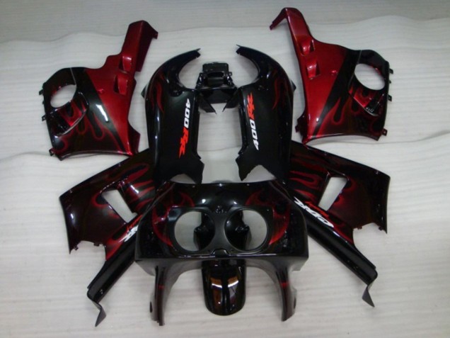 Carenados Moto Honda CBR400RR NC29 1990-1999 - Negro Brillante Rojo Llama
