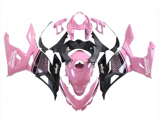 Carenados Moto Kawasaki Ninja 400 2018-2024 - Rosa Negro Mate Honeycomb