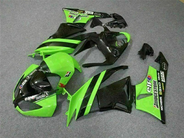 Carenados Moto Kawasaki ZX6R 2009-2012 - Verde Negro Brillante Elf Touch4 Bridgestone