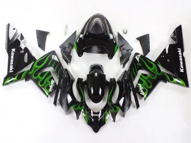 Carenados Moto Kawasaki ZX10R 2004-2005 - Negro Verde Llama Ninja