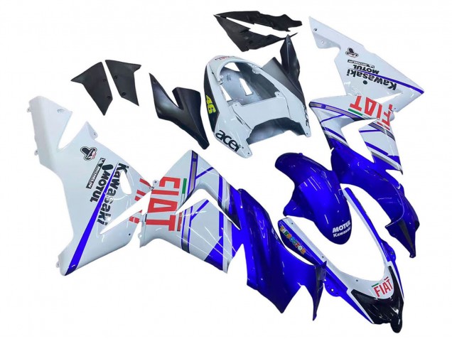 Carenados Moto Kawasaki ZX10R 2004-2005 - Azul Brillante Blanco Fiat Motul