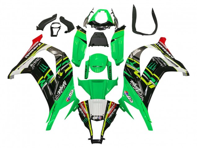 Carenados Moto Kawasaki ZX10R 2011-2015 - Verde Amarillo Negro Blanco Elf Monstruo
