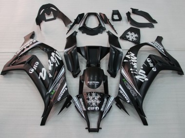 Carenados Moto Kawasaki ZX10R 2011-2015 - Negro Brillante Blanco Elf Nieve Calcomanía