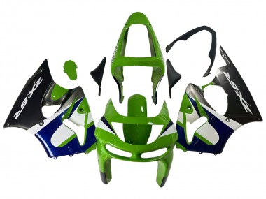 Carenados Moto Kawasaki ZX6R 1998-1999 - Verde Blanco Azul Plata Negro Brillante