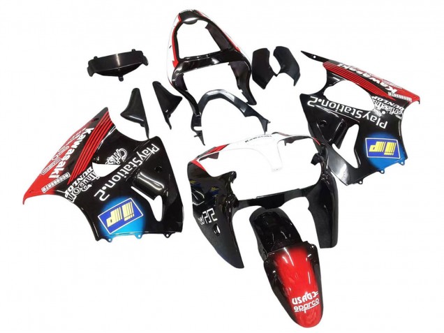 Carenados Moto Kawasaki ZX6R 2000-2002 - Negro Brillante Rojo Azul Rojo PlayStation 2