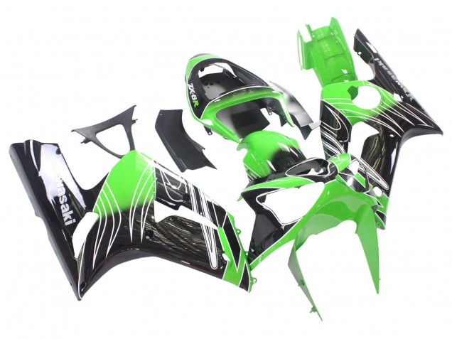 Carenados Moto Kawasaki ZX6R 2003-2004 - Verde Blanco Negro