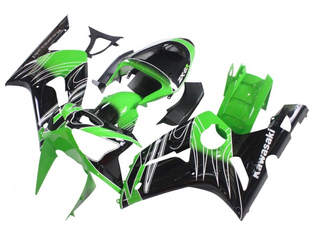 Carenados Moto Kawasaki ZX6R 2003-2004 - Verde Blanco Negro