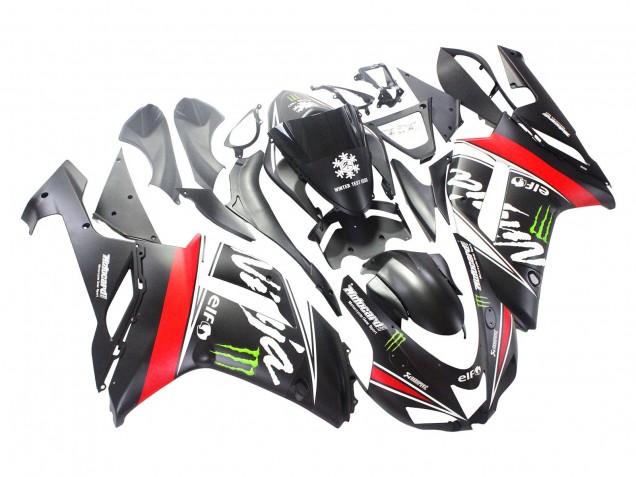 Carenados Moto Kawasaki ZX6R 2007-2008 - Negro Blanco Rojo Blanco Nieve Calcomanía Ninja Elf
