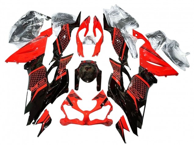 Carenados Moto Kawasaki ZX6R 2019-2022 - Rojo Negro Brillante Honeycomb