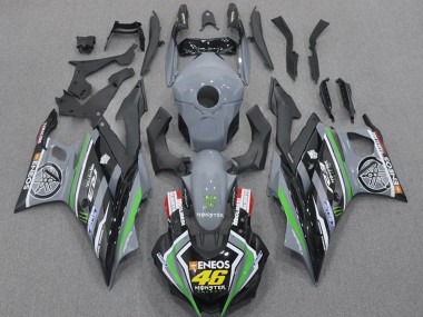 Carenados Moto Yamaha YZF R3/R25 2022-2024 - Nardo Gris Verde Negro Monstruo ENEOS 46
