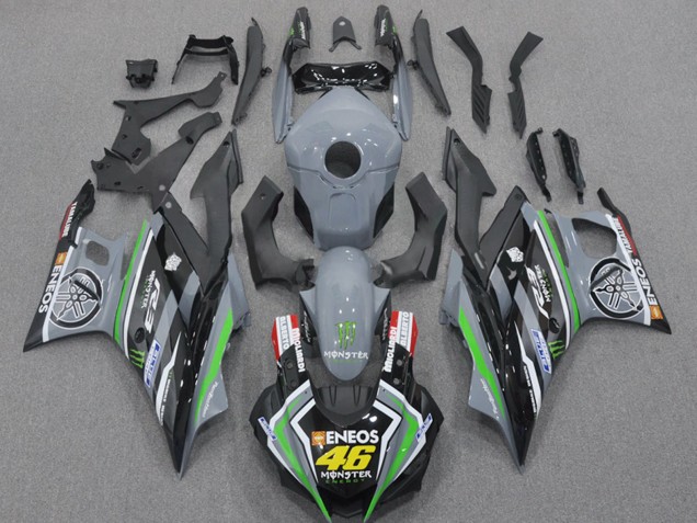Carenados Moto Yamaha YZF R3/R25 2022-2024 - Nardo Gris Verde Negro Monstruo ENEOS 46