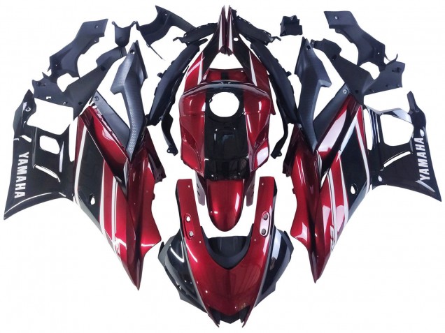 Carenado Moto Yamaha YZF R3/R25 2022-2024 - Rojo Blanco Negro Brillante