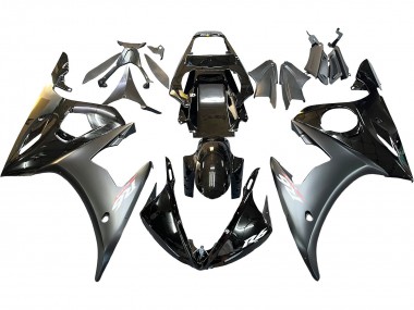 Carenados Moto Yamaha YZF 600 R6 2005 - Negro Brillante Negro Mate Oro