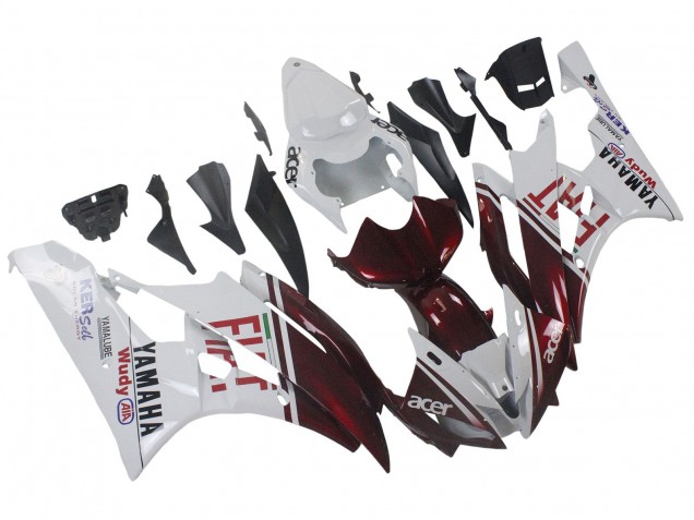 Carenados Moto Yamaha YZF 600 R6 2006-2007 - Blanco Rojo Granate Fiat Acer Yamalube