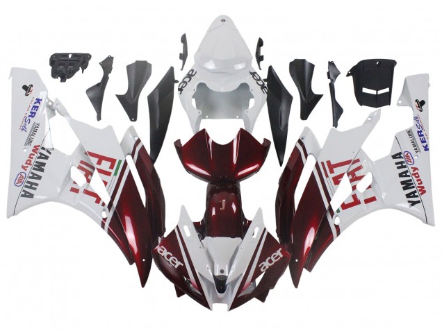 Carenados Moto Yamaha YZF 600 R6 2006-2007 - Blanco Rojo Granate Fiat Acer Yamalube