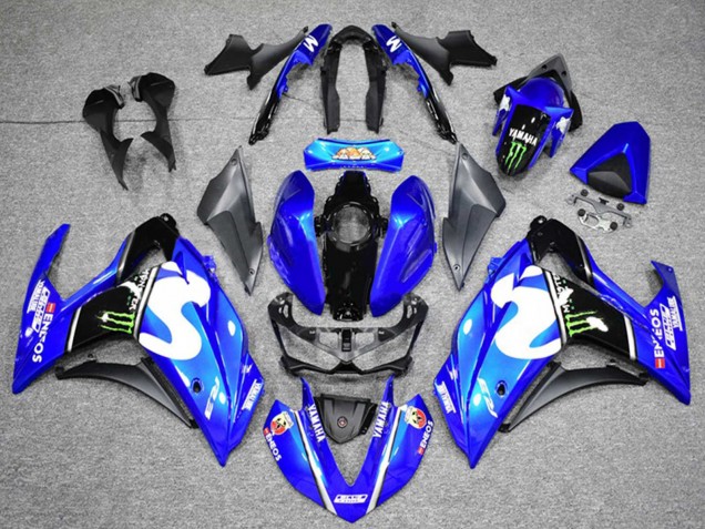 Carenados Moto Yamaha YZF R3 2015-2018 - Azul Negro Verde Monstruo