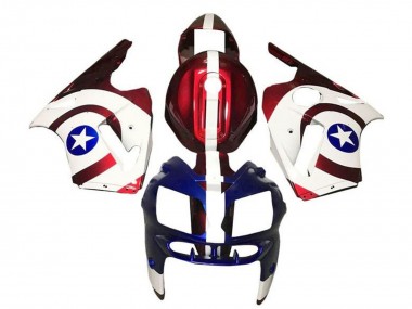 Carenados Moto Kawasaki ZX12R 2000-2001 - Rojo Caramelo Blanco Azul Captain America