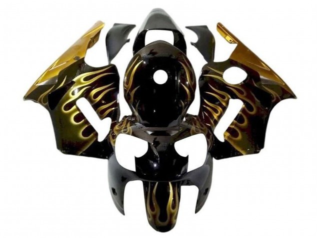 Carenados Moto Kawasaki ZX12R 2002-2006 - Negro Brillante Oro Llama