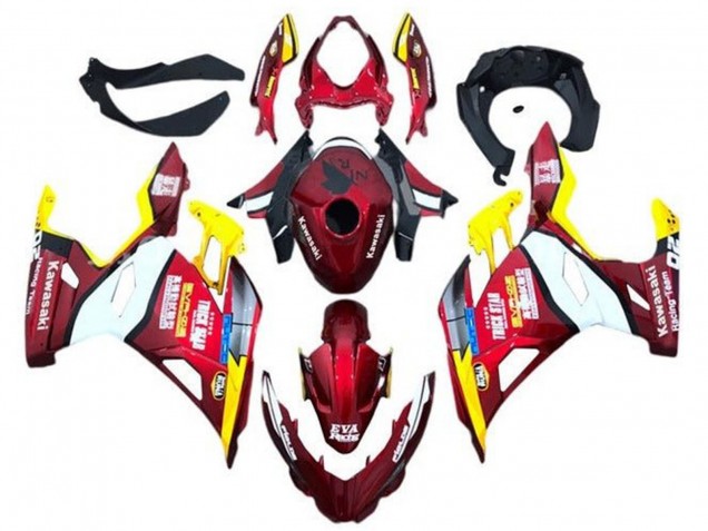 Carenados Moto Kawasaki Ninja 400 2018-2024 - Rojo Amarillo Blanco Azul EVA Racing