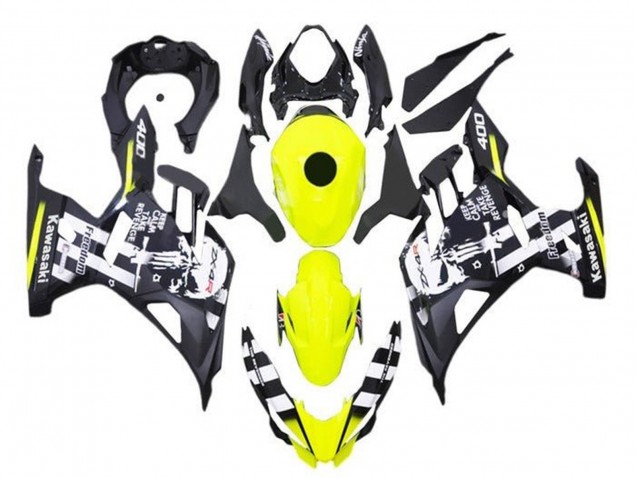 Carenados Moto Kawasaki Ninja 400 2018-2024 - Amarillo Negro Blanco Cráneo