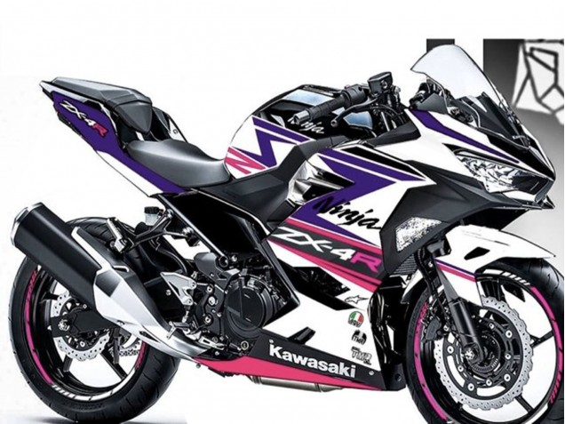 Carenados Moto Kawasaki Ninja 400 2018-2024 - Blanco Púrpura Rosa