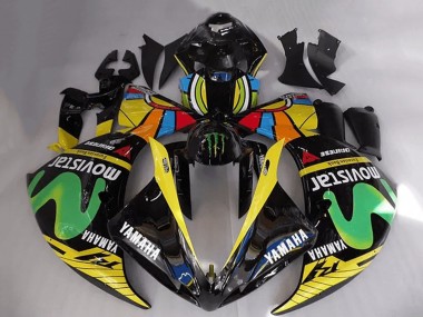 Carenados Moto Yamaha YZF R1 2012-2014 - Negro Brillante Amarillo Verde Blanco Azul MoviStar Monstruo