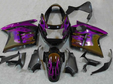 Carenados Moto Honda CBR1100XX Blackbird 1996-2007 - Negro Brillante Púrpura Llama