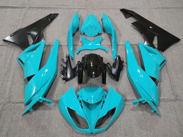 Carenados Moto Kawasaki ZX6R 2007-2008 - Turquesa Azul Negro Negro Mate