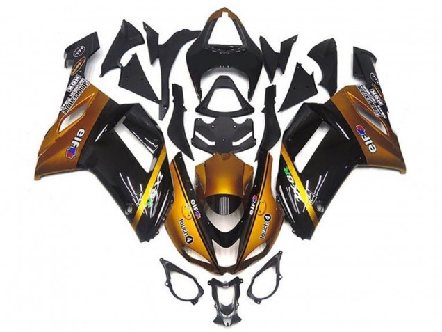 Carenados Moto Kawasaki ZX6R 2007-2008 - Oro Negro Elf