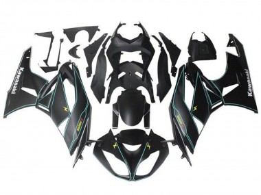 Carenados Moto Kawasaki ZX6R 2009-2012 - Negro Mate Azul Amarillo Raya