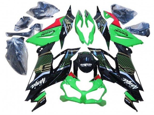 Carenados Moto Kawasaki ZX6R 2019-2022 - Verde Rojo Negro Brillante Honeycomb