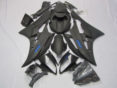 Carenados Moto Yamaha YZF R6 2006-2007 - Negro Mate Azul Calcomanías