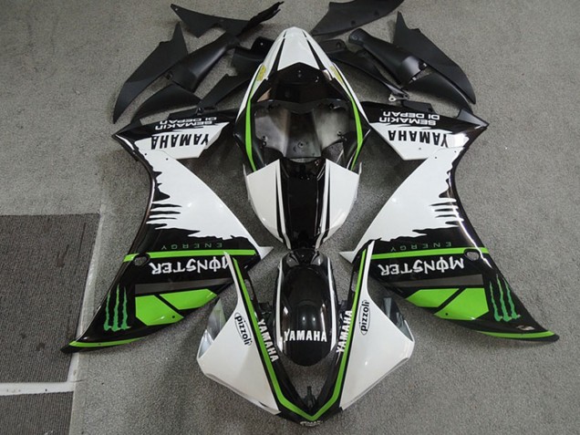 Carenados Moto Yamaha YZF R1 2009-2011 - Blanco Negro Verde Monstruo Semakin Didepan